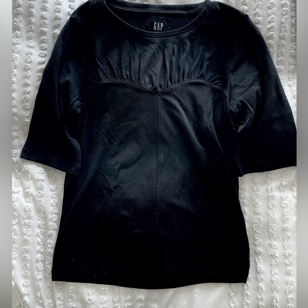 NWOT GAP black modern corset elbow sleeve t-shirt sz M